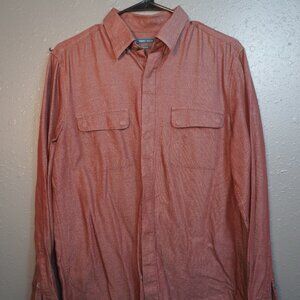 Perry Ellis Mens Brown Red Slim Fit Button Down Long  Sleeve Shirt Size Medium
